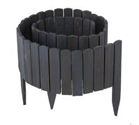Relaxdays Bordure de jardin, 200 cm, flexible, hauteur visible : 20 cm, à enfoncer, bois, bordure de pelouse, anthracite