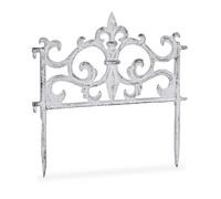 Bordure de jardin, lot de 10, fonte de fer, clôture jardin en métal, piquet plate-bande, antiquités, 27 x 27 cm, blanc