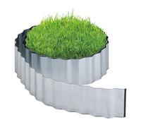 Relaxdays Bordure de Jardin Flexible, métal galvanisé, pour pelouse et Parterre, Longueur 6 m, Hauteur 16 cm, argenté