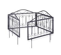 Clôture décorative de jardin en métal, 16 panneaux extérieurs avec ornements, bordure de jardin vintage, 9 mètres, noir