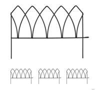 Relaxdays Bordure de Jardin en métal, HxL : 29,5x172 cm, clôture à Planter, extérieur, 4 éléments, Style arqué, Noir