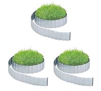 Relaxdays Bordure de Jardin Flexible, métal galvanisé, pour pelouse et Parterre, Longueur 15 m, Hauteur 16 cm, argenté (Lot de 3)