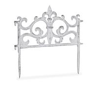 Relaxdays Bordure de Jardin Fonte de Fer, clôture Jardin en métal Piquet Plate-Bande antiquités, HxL: 27 x 27 cm, Blanc