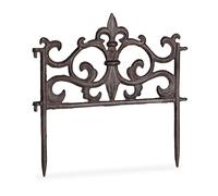 Relaxdays Bordure de Jardin Fonte de Fer, clôture Jardin en métal Piquet Plate-Bande antiquités, HxL: 27 x 27 cm, Brun