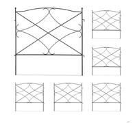 Relaxdays Bordure de jardin, HxL par pièce : 60 x 59,5 cm, clôture à planter, 6 éléments décoratifs, métal, noir