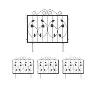 Relaxdays Bordure de Jardin, HxL par pièce: 60 x 60 cm, clôture à Planter, 4 éléments décoratifs, métal, Noir