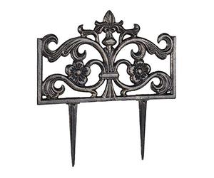 Relaxdays Bordure de Jardin, Lot de 10 éléments, Fonte de Fer, clôture en métal, Piquet, antiquités, HxlxP: 37 x 36 x 2 cm, Bronze