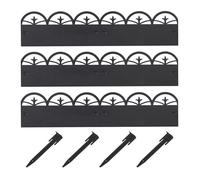 Relaxdays Bordure de jardin métal, clôture gazon pelouse, platebande parterre, 3 éléments, H x L : 7,5 x 274,5 cm, noir