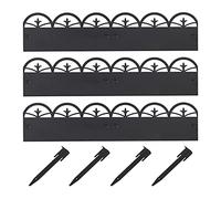 relaxdays Bordure de Jardin métal, clôture Gazon pelouse, platebande Parterre, 3 éléments, H x L : 7,5 x 274,5 cm, Noir