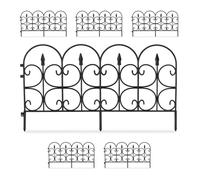 Relaxdays Bordure de Jardin Plastique, Clôture Gazon 30 cm, 6 éléments, 4 m, Parterre Massif pelouse, Piquet, Noir, Noires