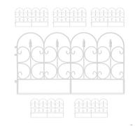 Relaxdays Bordure de jardin plastique, Clôture gazon 30 cm, 6 éléments, 4 m, parterre massif pelouse, piquet, blanches