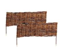 Bordure de Massif Relaxdays, Osier, Lot de 2, H x L : 20 x 60 cm, Marron