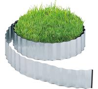 Relaxdays Bordure de Jardin Flexible, métal galvanisé, pour pelouse et Parterre, Longueur 15 m, Hauteur 16 cm, argenté