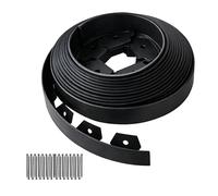 Relaxdays Bordure de pelouse Flexible en Plastique, 10 m x 5 cm, Noir, avec 30 piquets