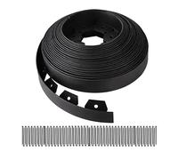 Relaxdays Bordure de pelouse Flexible en Plastique, 30 m x 5 cm, 90 piquets, pour Massif et Gazon, Noir
