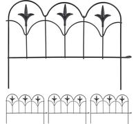relaxdays Bordure de Jardin à Planter, 4 éléments de clôture, HxL : 28,5 x 39 cm, métal, Design Vintage, Robuste, Noir