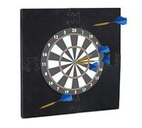 Relaxdays Bordure de protection carrée "R6" cible jeu de fléchettes dartboard 4 pièces EVA H xlxP: 71 x 71 x 3 cm, noir