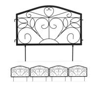 Relaxdays Bordure Potager, 16 éléments, clôture Jardin, Fer, Antique, Design Antique, Ornements, H x L : 33 x 900 cm, Noir