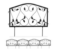 Relaxdays Bordure Potager, clôture Jardin 4 éléments, Fer, Antique, Design Feuilles, H x L : 33 x 225 cm, Noir, Beetzaun