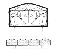 Relaxdays Bordure Potager, clôture Jardin 4 éléments, Fer, Antique, Ornements, H x L : 33 x 225 cm, Noir