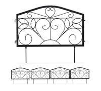 Relaxdays Bordure Potager, clôture Jardin 4 éléments, Fer, Antique, Ornements, H x L : 33 x 225 cm, Noir