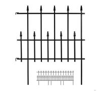 Relaxdays Bordures de Jardin en métal, clôture à Planter, extérieur, 4 éléments, Style Gothique, HxL : 71 x 247 cm, Noir