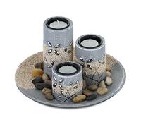 Relaxdays Lot bougeoirs avec soucoupe décorative