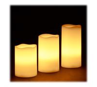 Relaxdays Bougie LED cire véritable lot de 3 sans flamme bougie de Noël à piles HxlxP: 13 x 8 x 8 cm, crème