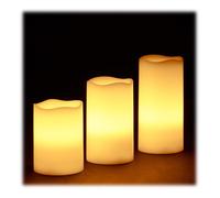 Relaxdays Bougie LED cire véritable lot de 3 sans flamme bougie de Noël à piles HxlxP: 13 x 8 x 8 cm, crème