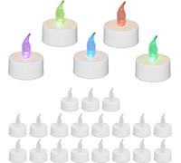 relaxdays Bougies à chauffe-plat LED avec changement de couleur, 24 pièces