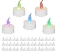 relaxdays Bougies à chauffe-plat LED avec changement de couleur, set de 50 pièces