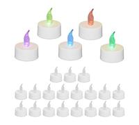 Relaxdays Bougies Chauffe-Plat LED, Lot de 24, Couleur Changeante, Bougies sans Flamme, H x D : 4,5 x 3,5 cm, Blanches