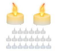 Relaxdays Bougies Chauffe-Plat LED, Lot de 24, Fausses Bougies, Flamme vacillante, électriques, 4,5 x 3,5 cm, Blanches
