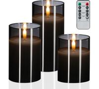 relaxdays Bougies LED en verre, lot de 3