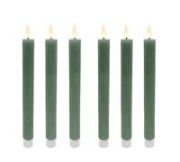 Relaxdays Bougies LED Flamme vacillante, Cire véritable, rainurées, sans Flamme, Lot de 6, 25 x 2 cm, Kaki