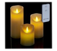 relaxdays Bougies LED, lot de 3 avec télécommande