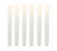 Relaxdays Bougies LED lot de 6 25 x 2 2 cm flamme vacillante cire torsadées sans flamme blanches déco