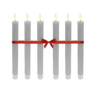 Relaxdays Bougies LED, lot de 6, HxD : 25 x 2 cm, flamme vacillante, cire vraie, design torsadé, sans flamme, gris clair
