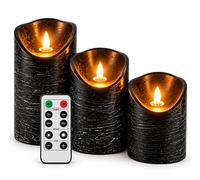 Relaxdays Bougies LED marbrées, lot de 3