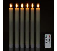 Relaxdays Lot de 6 bougies LED avec télécommande, minuterie et flamme vacillante, cire véritable, sans flamme, crème