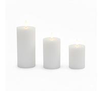 Relaxdays Bougies LED vacillantes en Cire véritable, Lot de 3, 3 Tailles, sans Flamme, Blanc, 18 x 7,5 x 7,5 cm