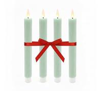 Relaxdays Bougies LED vacillantes en Cire Vraie, Lot de 4, 25×2 cm, rainurées, sans Flamme, Sauge