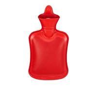 Relaxdays Bouillotte, 1 Litre, sans Housse, à Longue Vie, pour Le lit, Caoutchouc Naturel sans Odeur, Eau Chaude, Rouge
