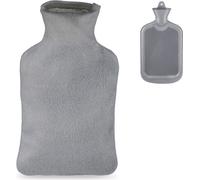 relaxdays Bouillotte grise avec housse 2 litres