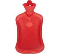 Relaxdays Bouillotte, sans Housse, Durable, sûr, 2 litres, pour Le lit, Caoutchouc inodore, Eau Chaude, Rouge