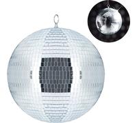 Relaxdays Boule à facettes, à suspendre, pour plafond, grande boule à facettes, décoration de fête, fête à thème, boule à facettes Ø 30 cm, argent 10027841