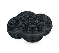 relaxdays Boule de lavage noire, set de 4 pièces