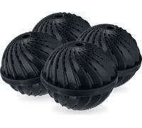 relaxdays Boule de lavage noire, set de 4 pièces