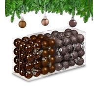 Relaxdays Boule de Noël, en lot Pratique de 96, pour décorer Votre Sapin comme il se Doit, Plastique, Marron