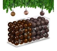 Relaxdays - Boules de Noël - Lot pratique de 96 - Plastique marron